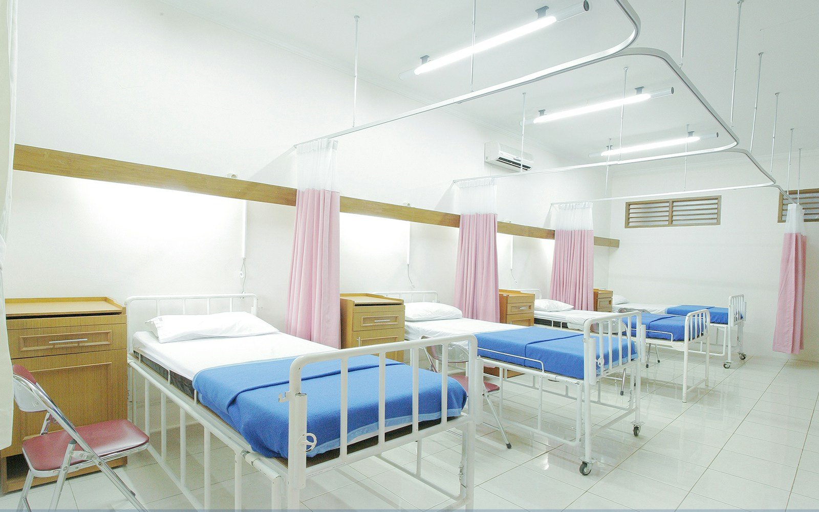 Bright modern clinic corridor
